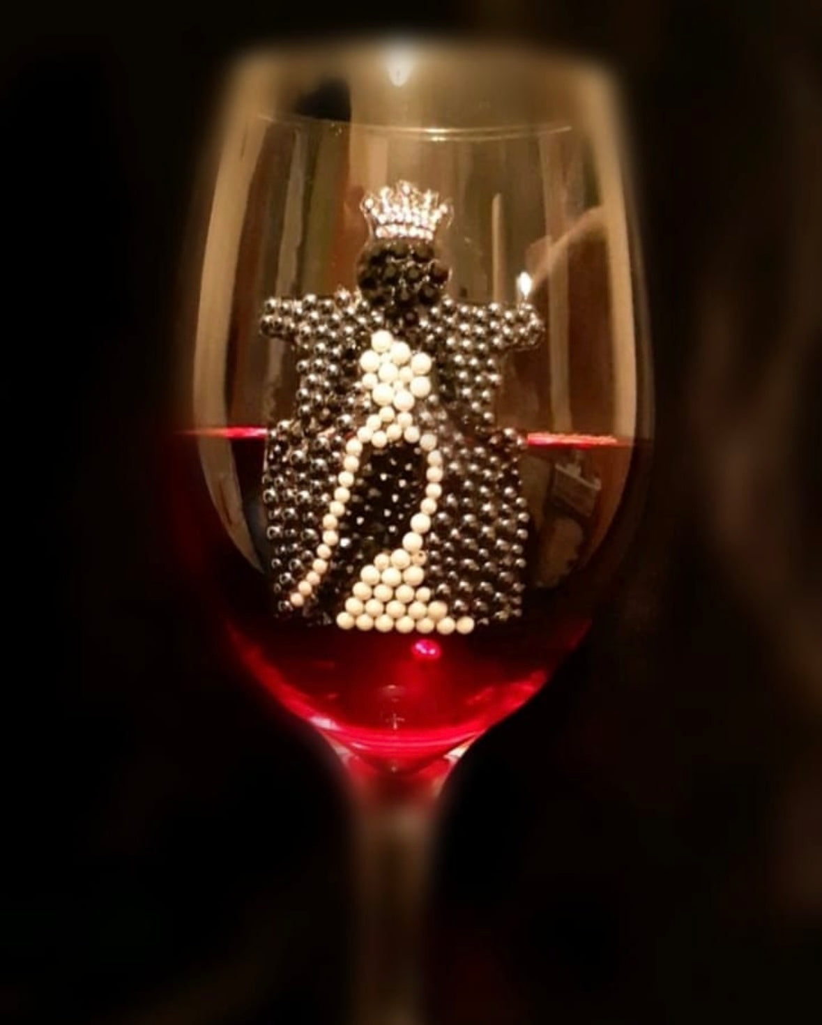 Afro wine glass embellished