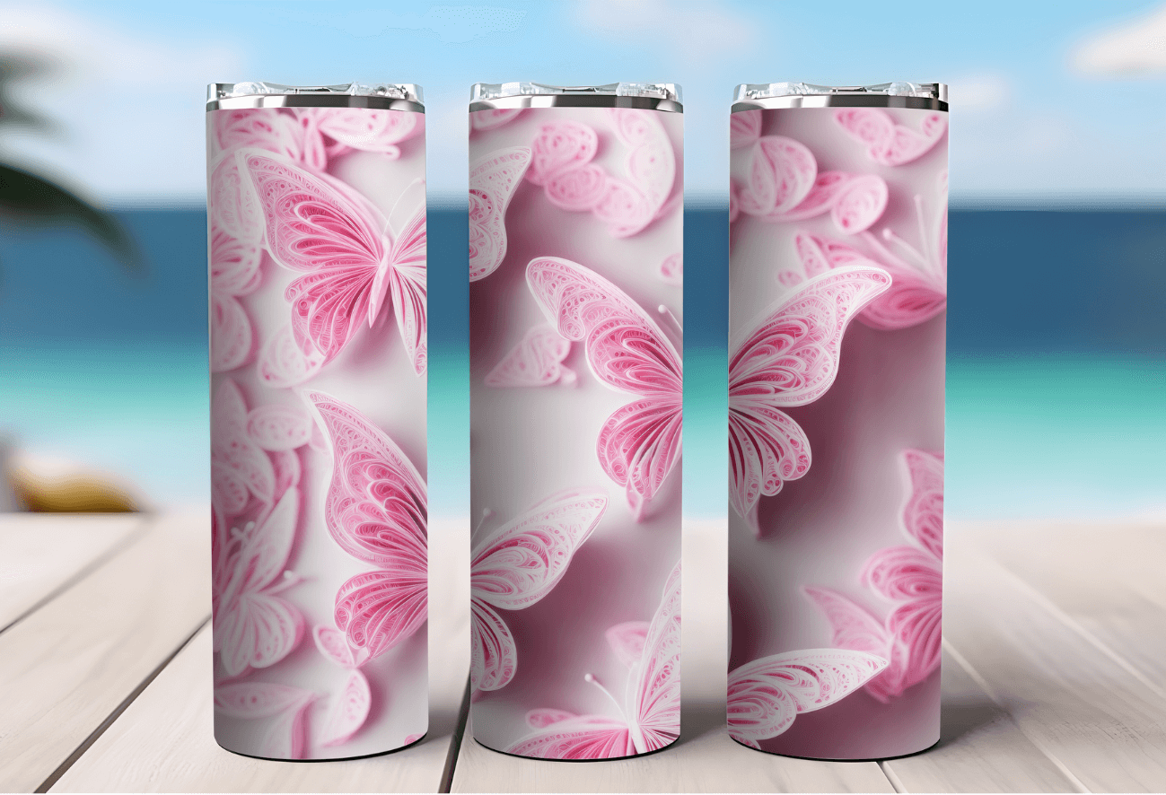 Pretty Pink Butterfly Tumbler