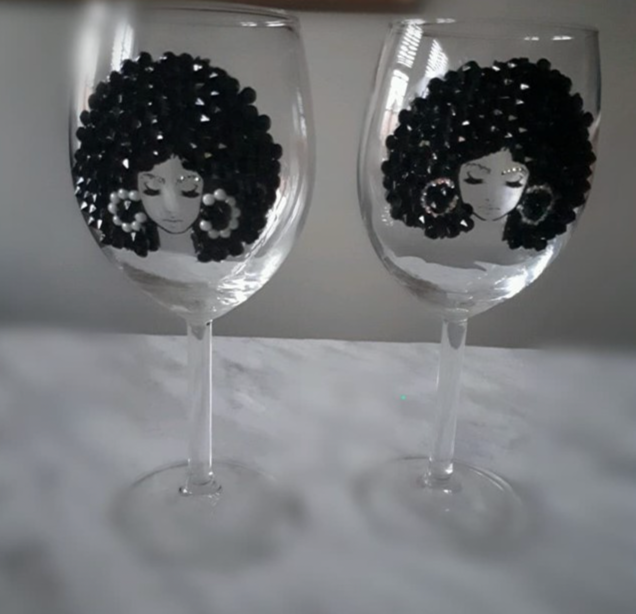 Afro wine glass embellished 10ozblinged DiamondDelisaBling