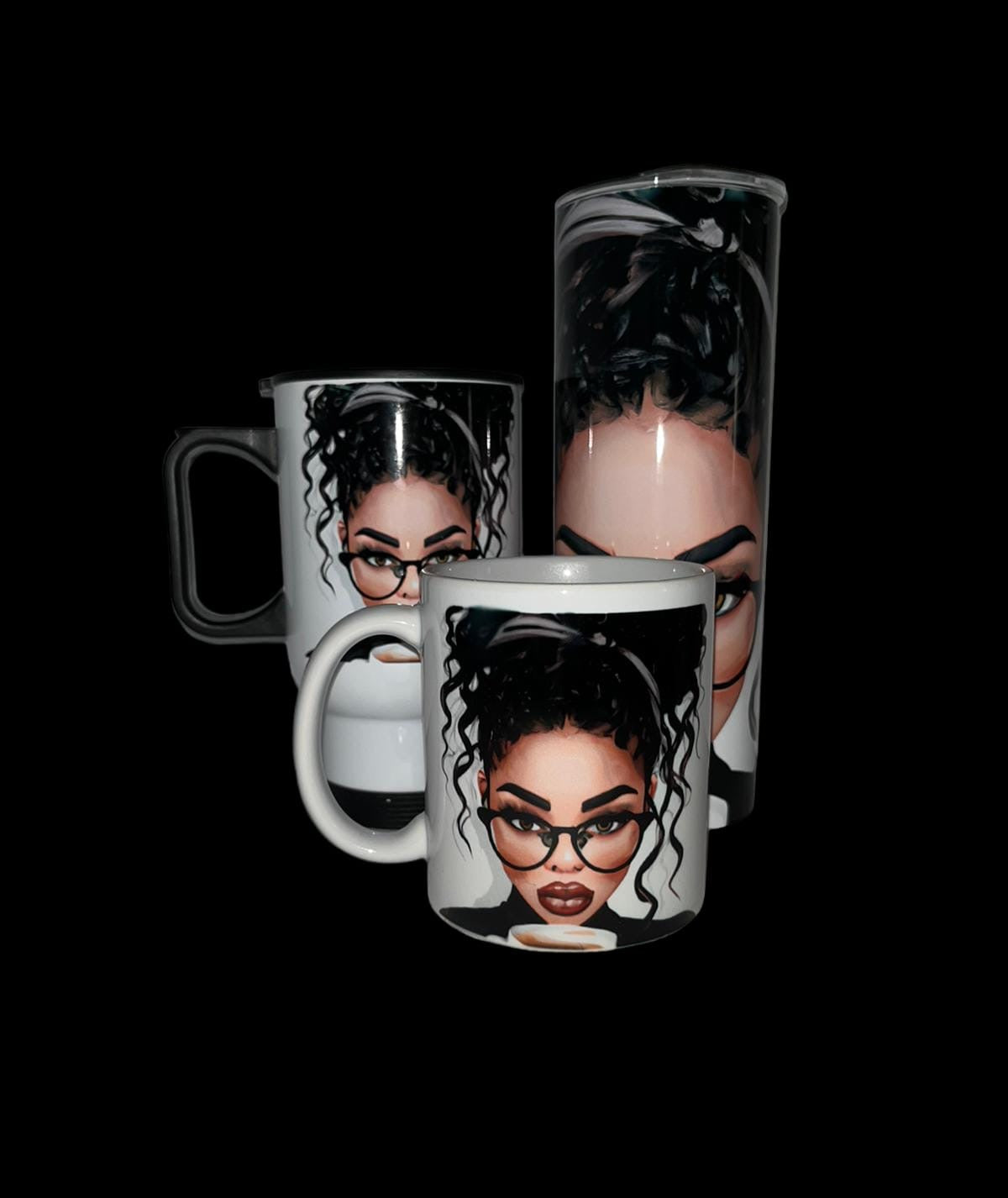 Girl with Updo Drinking Coffee 20oz TumblerDiamondDelisaBling