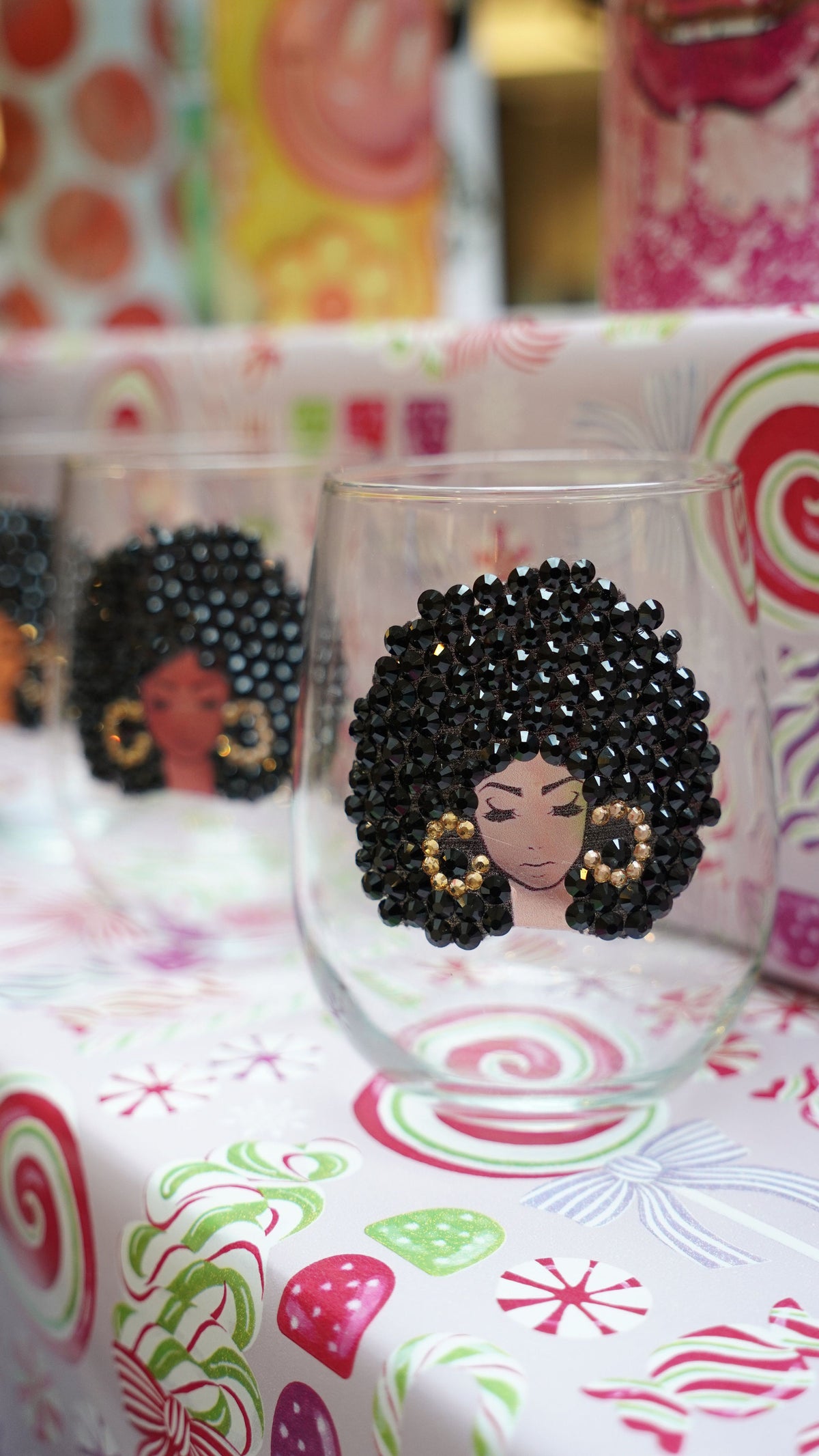 Rhinestone Afro Wine Glass | Blinged Drinkware