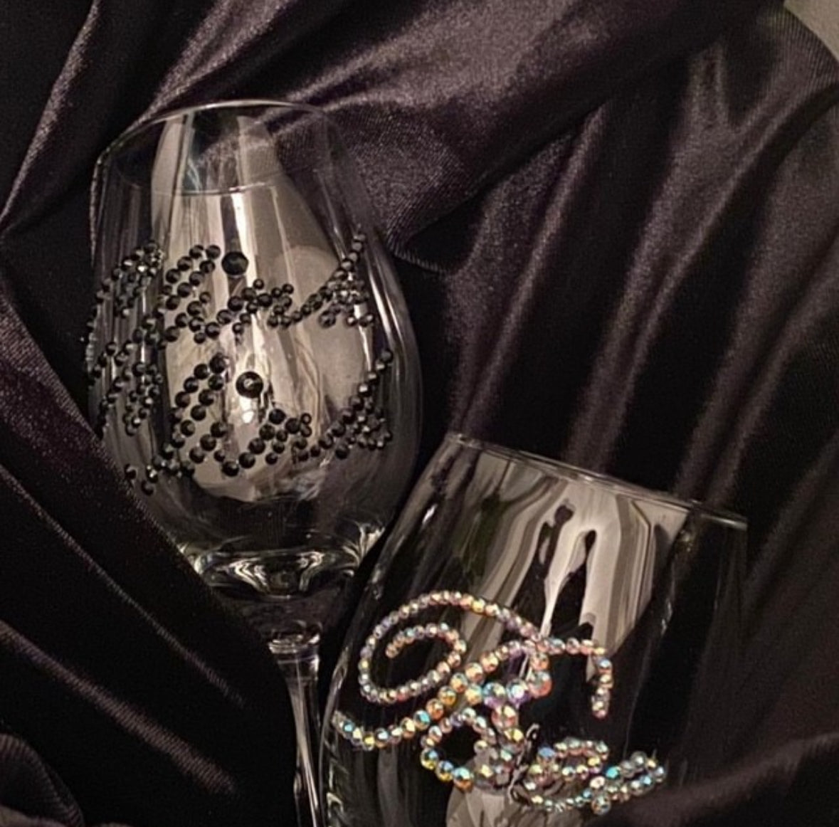 Afro wine glass embellished