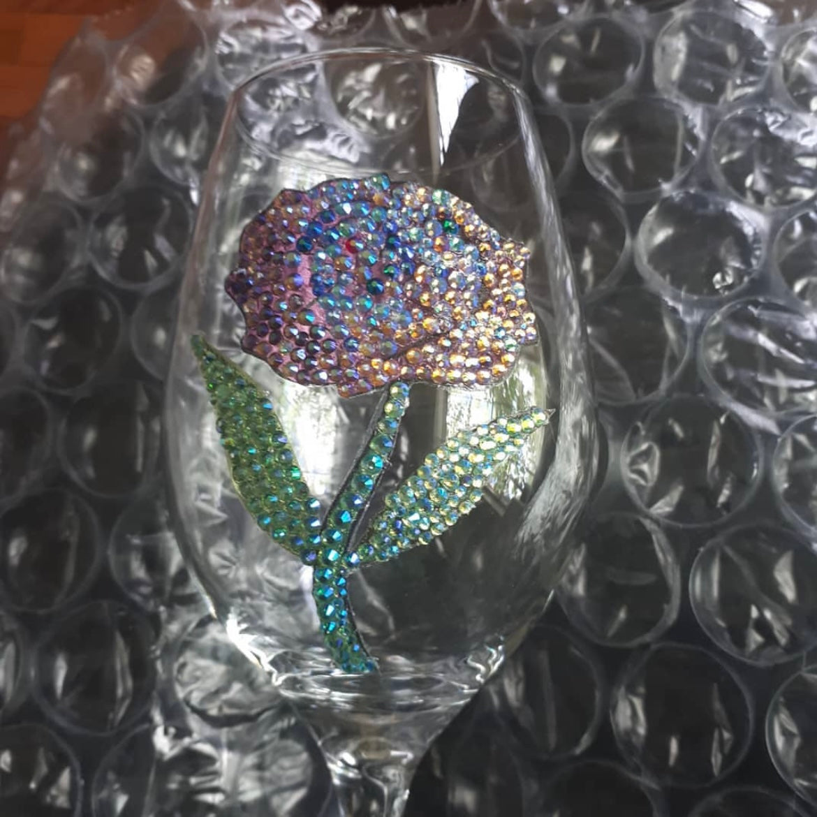 Afro wine glass embellished