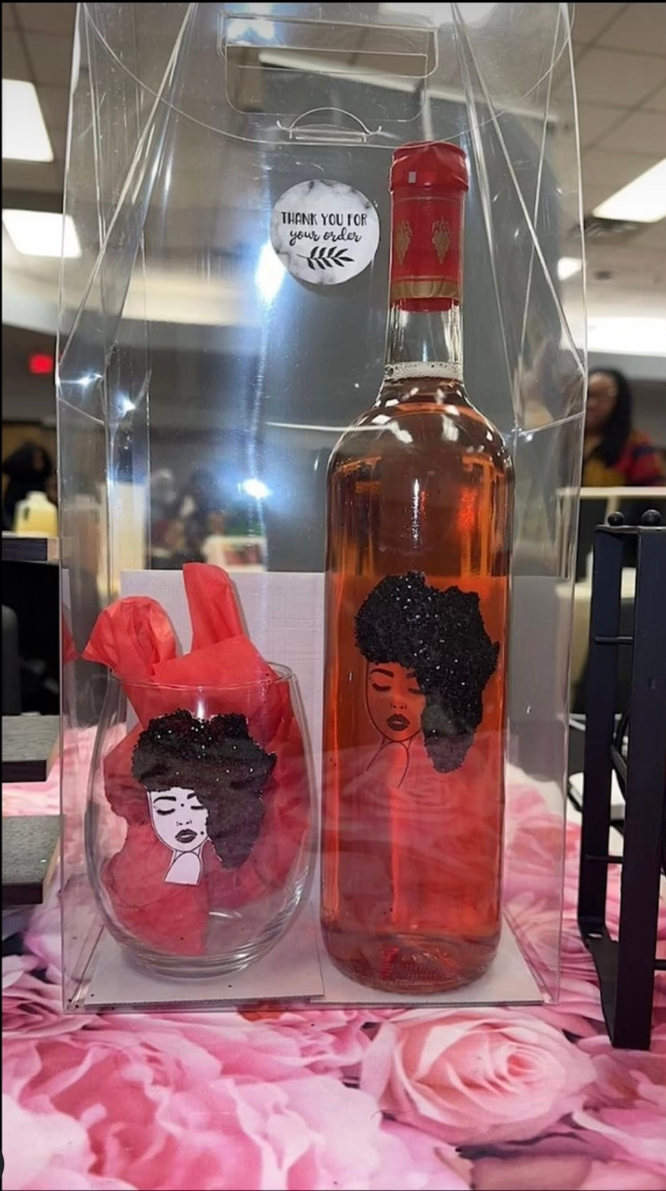 Afro wine glass embellished